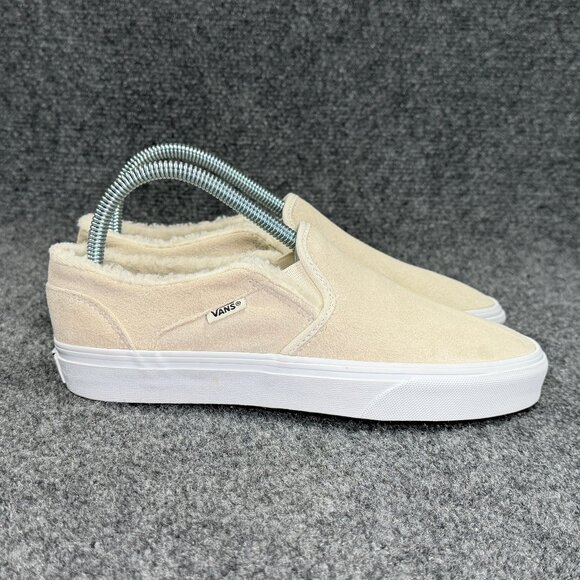 Vans Slip On Shoe Womens Size 7 Tans Suede Shearling Cuff Athletic Skate Sneaker - Picture 1 of 11